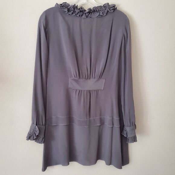 Monahmour Women's 100% Silk Blouse Gray Size Medium Lagenlook - Picture 4 of 8